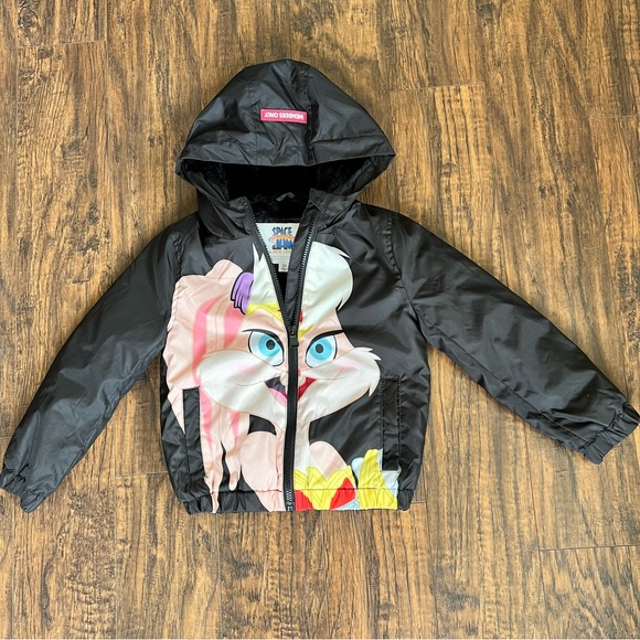 Space Jam A New Legacy Looney Tunes Hooded Jacket YOUTH‎ Girls Size 5/6 Faux Fur - Picture 1 of 8
